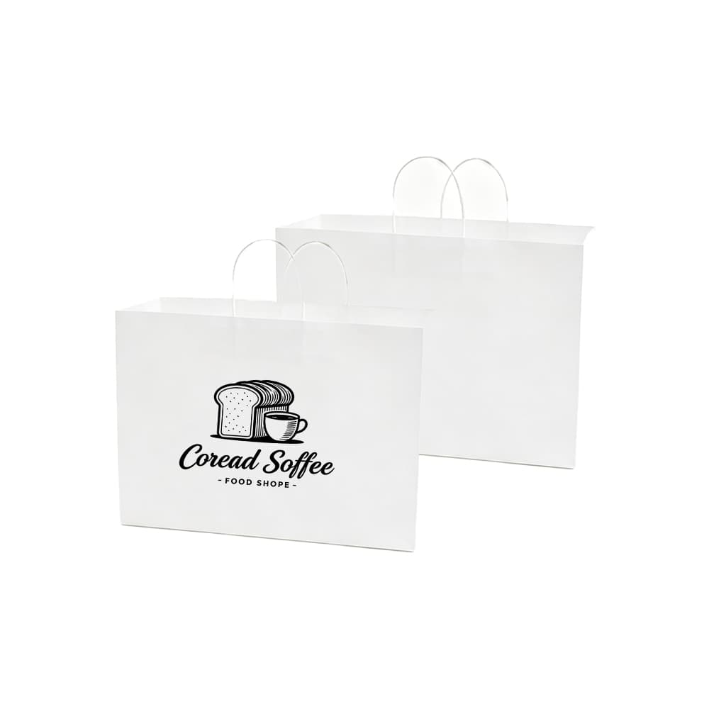 16" x 6" x 12" White Paper Shopping Bag w/ Handles