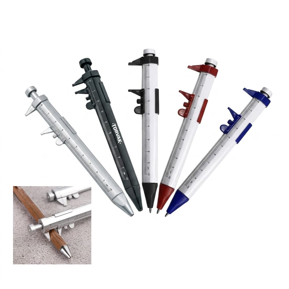 Retractable Caliper Ruler Ballpoint Pen