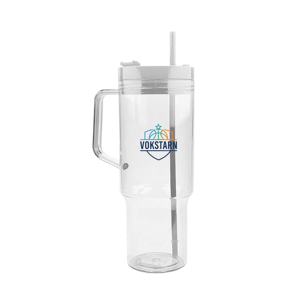 40 oz Transparent Beverage Tumbler w/ Straw Carrying Handle gallery 2