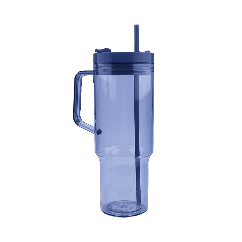 40 oz Transparent Beverage Tumbler w/ Straw Carrying Handle gallery 4