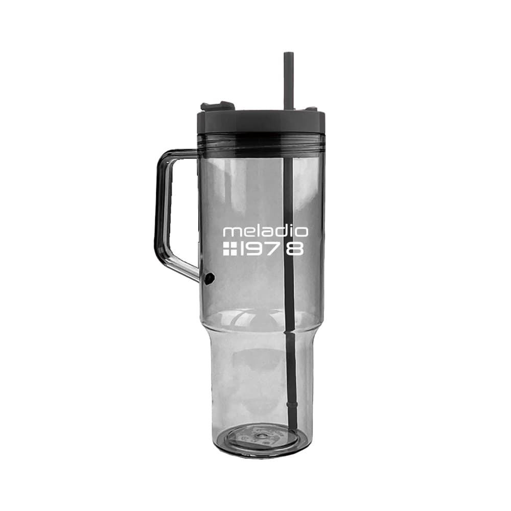 40 oz Transparent Beverage Tumbler w/ Straw Carrying Handle gallery 3