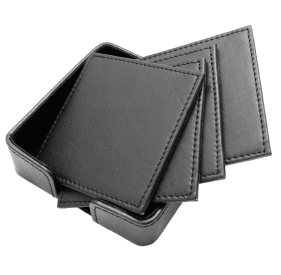 PU Leather Square Drink Coasters Set gallery 1