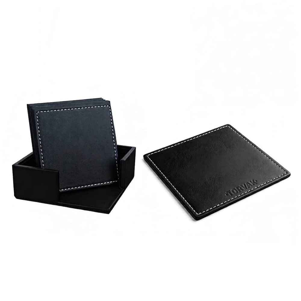 PU Leather Square Drink Coasters Set gallery 10