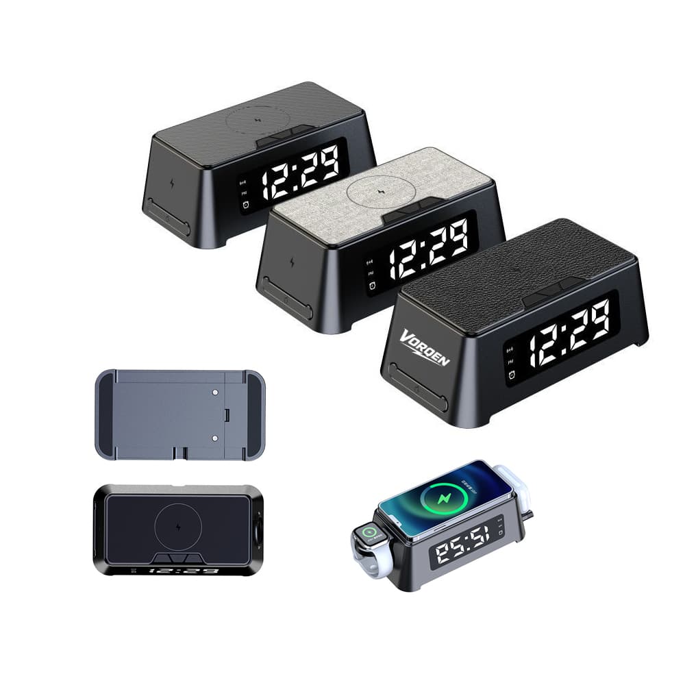 Desktop 4-in-1 Wireless Charger Digital Clock