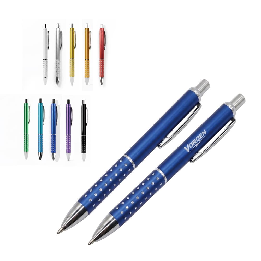 Rhinestone Accented Retractable Ballpoint Pen